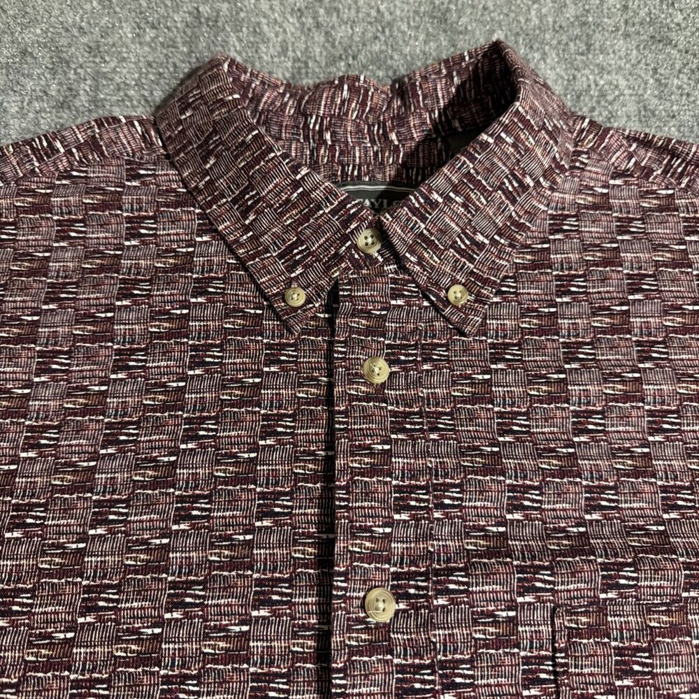 David Taylor Shirt Mens Extra Large Red Button Down Short Sleeve 100% Cotton
